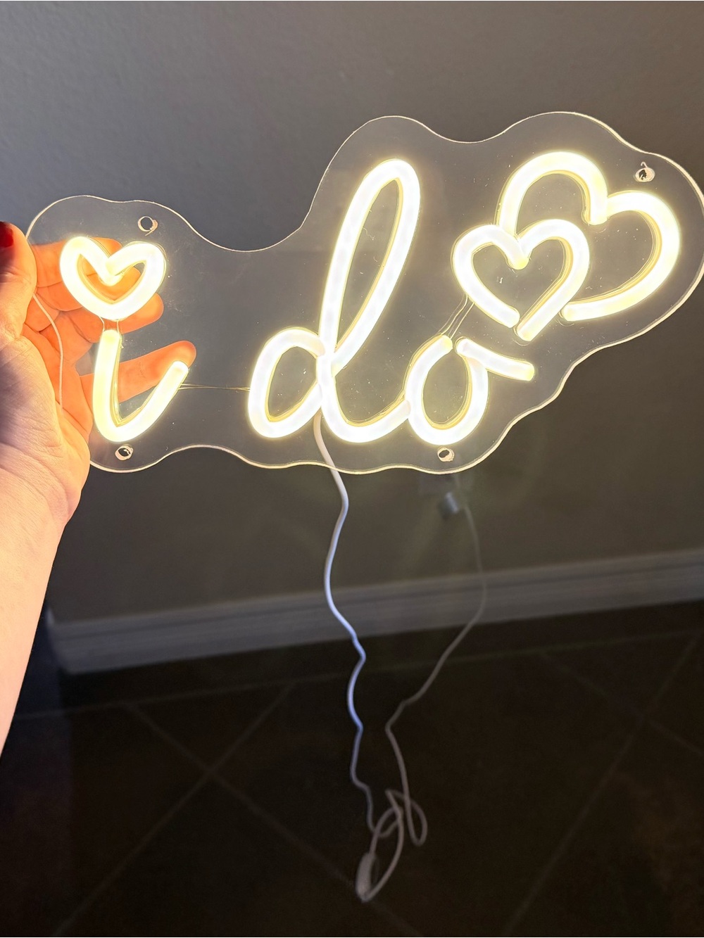 Warm White "I Do" Neon Wedding Sign - LED Party Light
